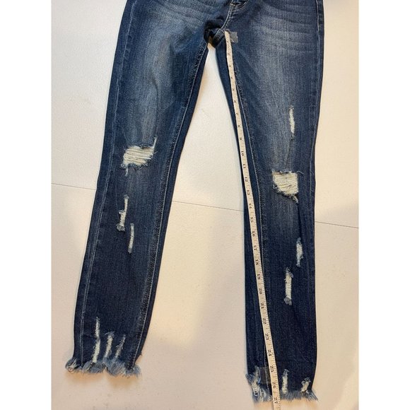 KanCan Womens Jeans Skinny Leg Raw Hem Stretch Distressed Mid Rise Blue Size 26 - Picture 5 of 10